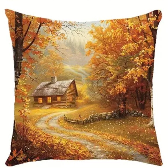🎃NIP 4/pc/set Fall Scenery Square Pillow Covers 🍂PILLOW COVERS ONLY - Picture 4 of 6
